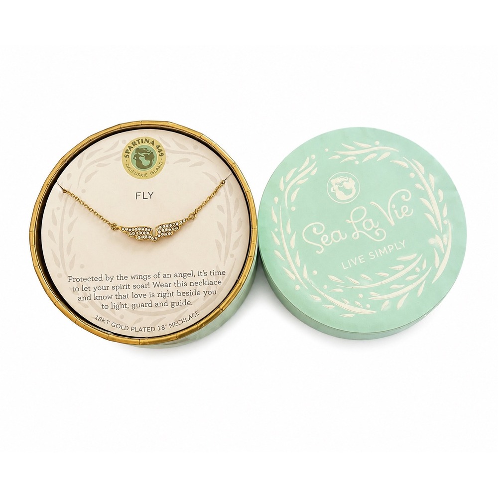 Spartina 449 Angel Wings FLY 18K Gold Plated Necklace NIB 18" MSRP $39